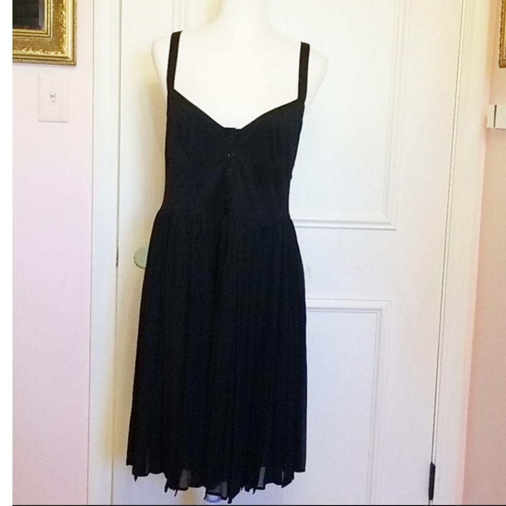 BURBERRY black silk pleated dress